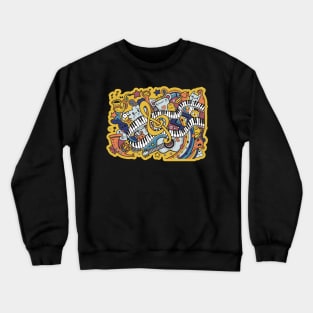 Monsters Music Cute Monsters Playing Music for Musicians Crewneck Sweatshirt